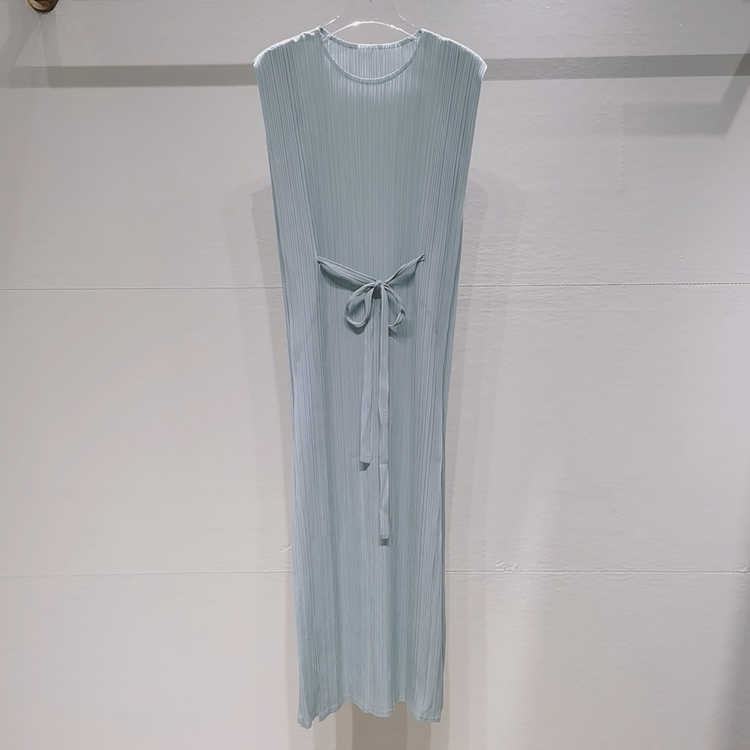 褶皺中長款氣質繫帶連衣裙（7色）