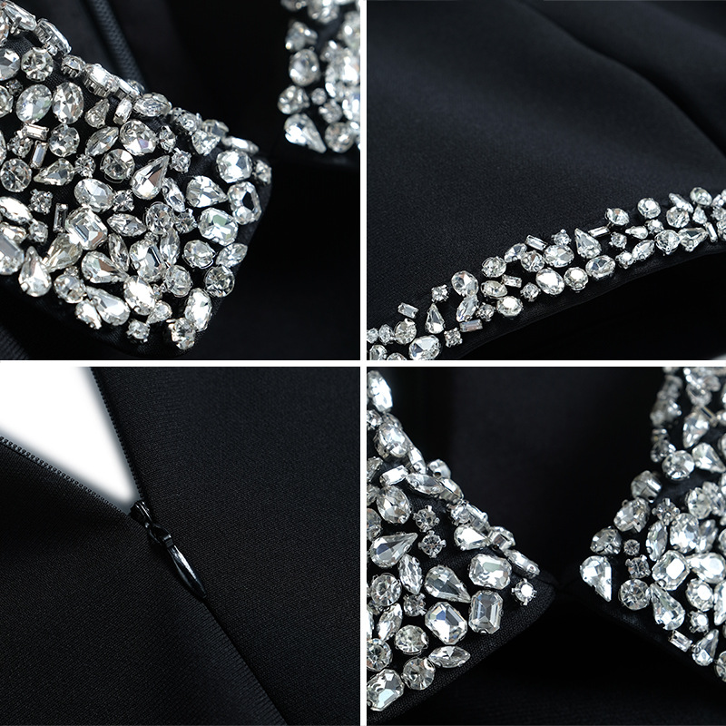 小香風氣質釘珠鑲鑽娃娃領連身裙