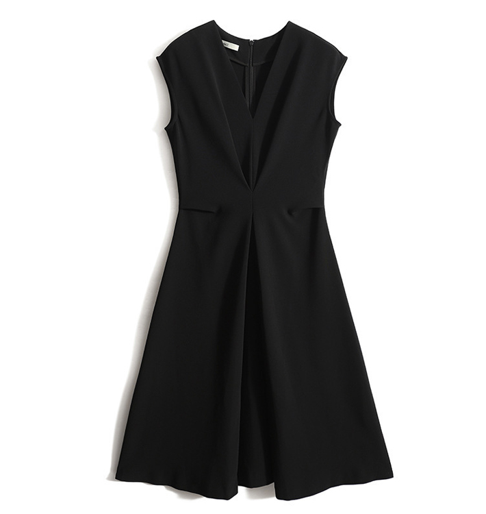 日韓修身V領經典連衣裙