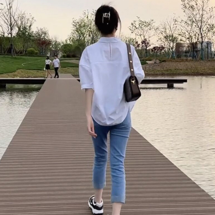 中袖廓形氣質百搭襯衫