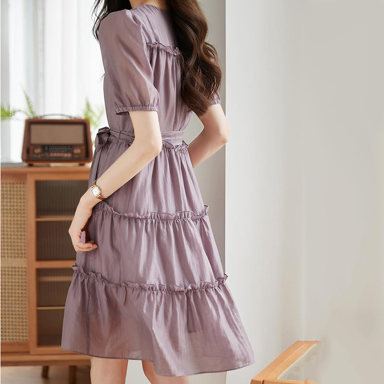 氣質收腰荷葉邊連衣裙