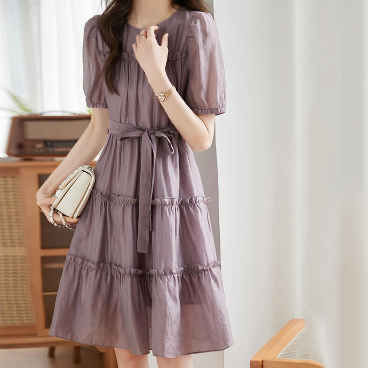 氣質收腰荷葉邊連衣裙