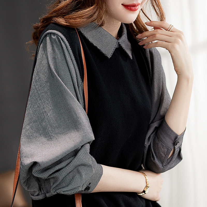 洋氣別緻寬鬆假兩件小衫