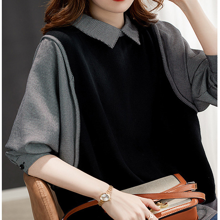 洋氣別緻寬鬆假兩件小衫