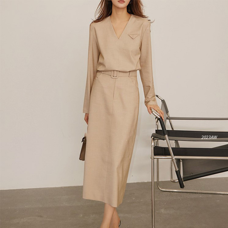 簡約高級長袖上衣/時尚半身裙