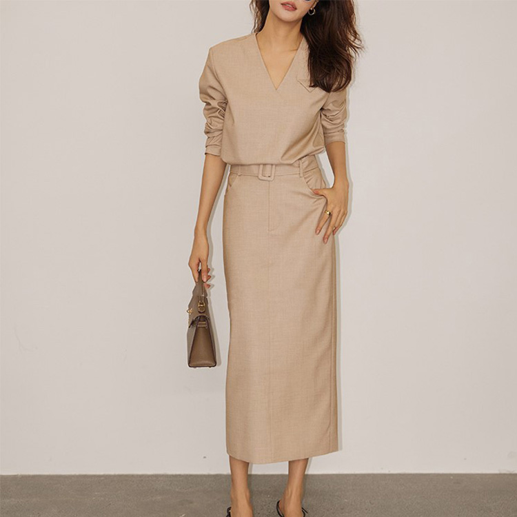 簡約高級長袖上衣/時尚半身裙