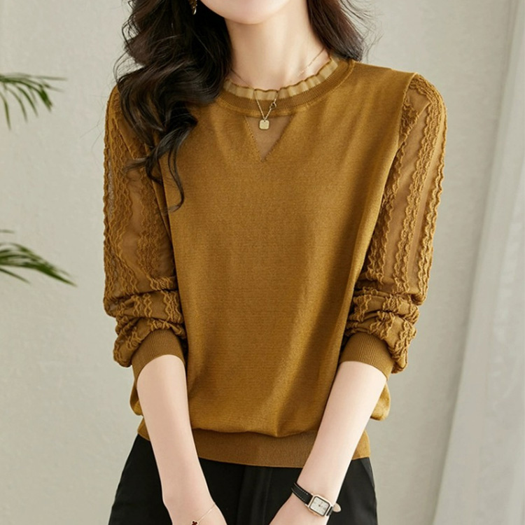 氣質溫柔減齡洋氣蕾絲長袖打底衫