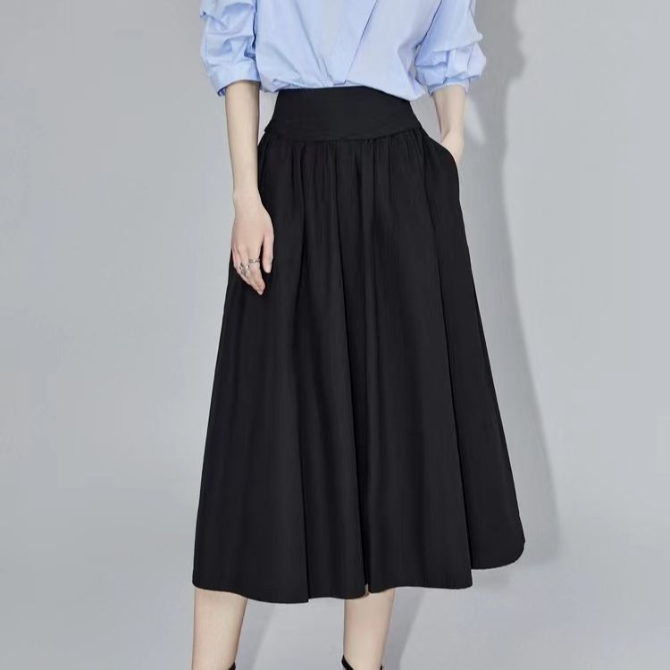 黑色氣質法式高腰設計感半身裙