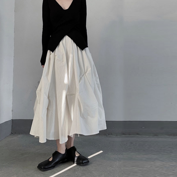 山本風暗黑風肌理紋褶皺蓬蓬裙