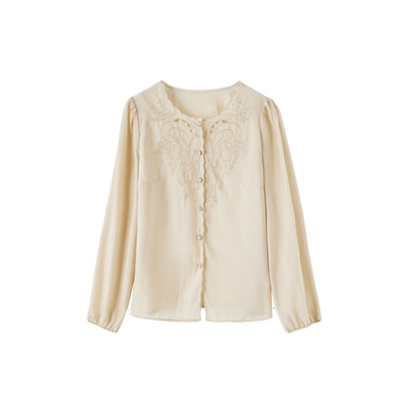 高端輕奢優雅風繡花襯衫小眾氣質高級感上衣
