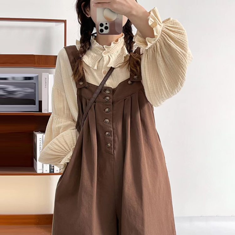 森系文藝工裝休閒裙褲