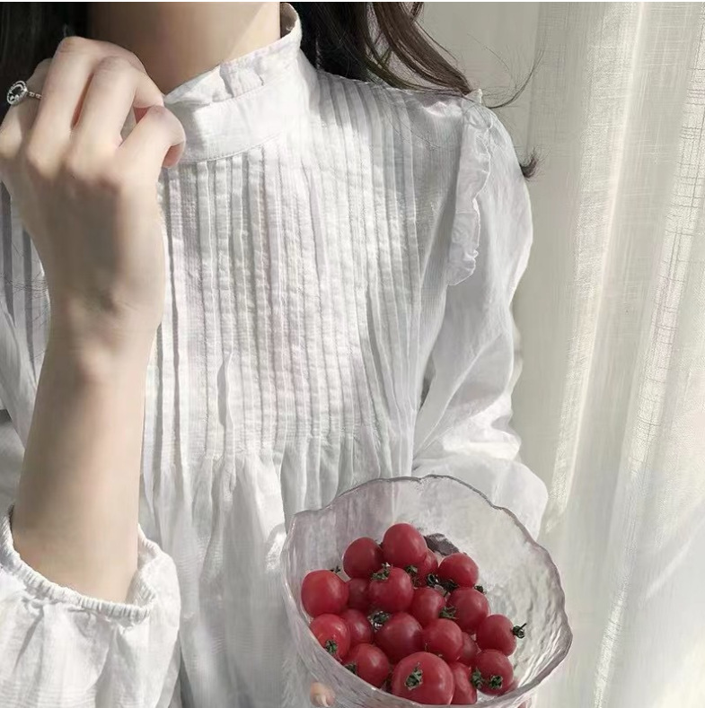 法式小眾後背紐扣娃娃衫