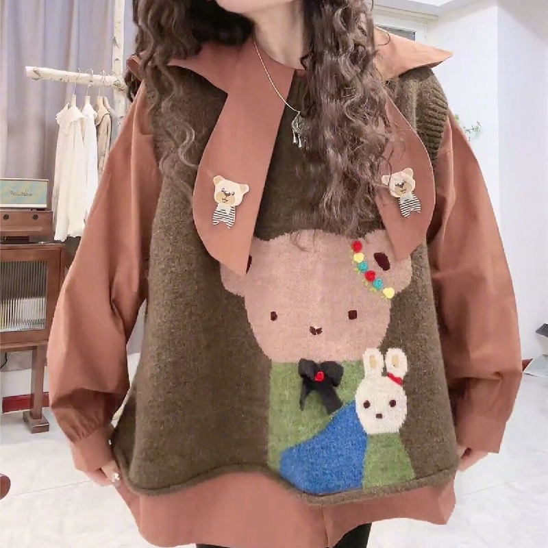 韓版慵懶風可愛小熊減齡馬甲