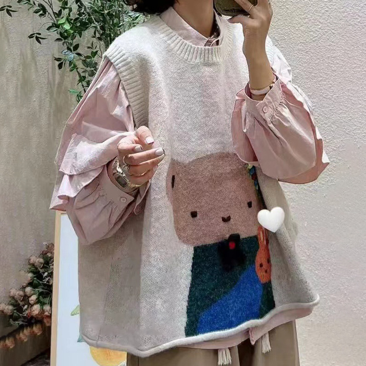 韓版慵懶風可愛小熊減齡馬甲