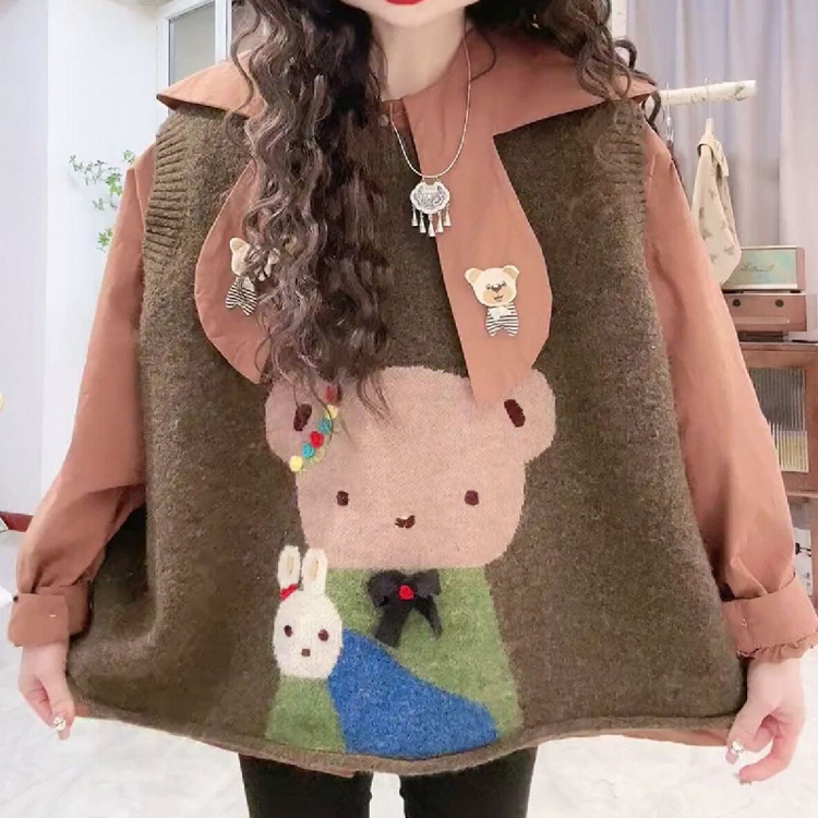 韓版慵懶風可愛小熊減齡馬甲