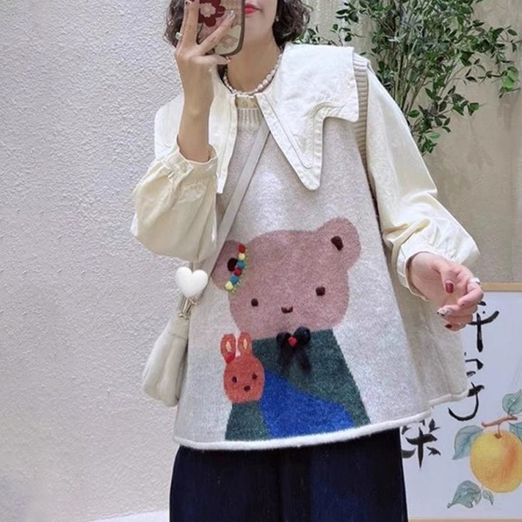 韓版慵懶風可愛小熊減齡馬甲