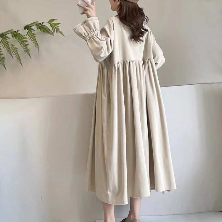 森女風雙層領娃娃裙燈籠袖連衣裙