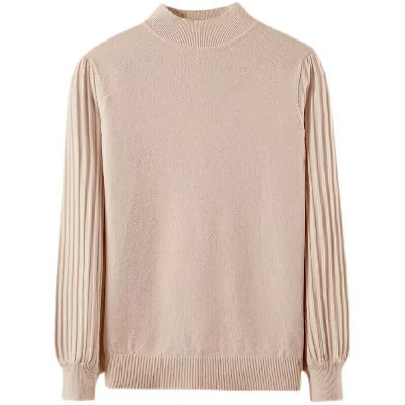 百搭休閒坑條長袖套頭毛衣