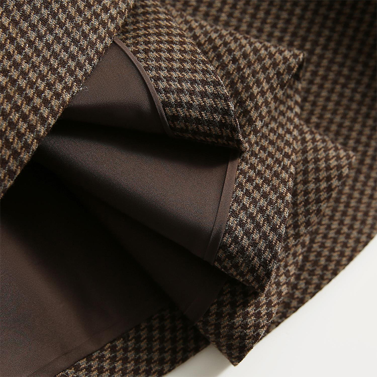 復古千鳥格高腰傘裙