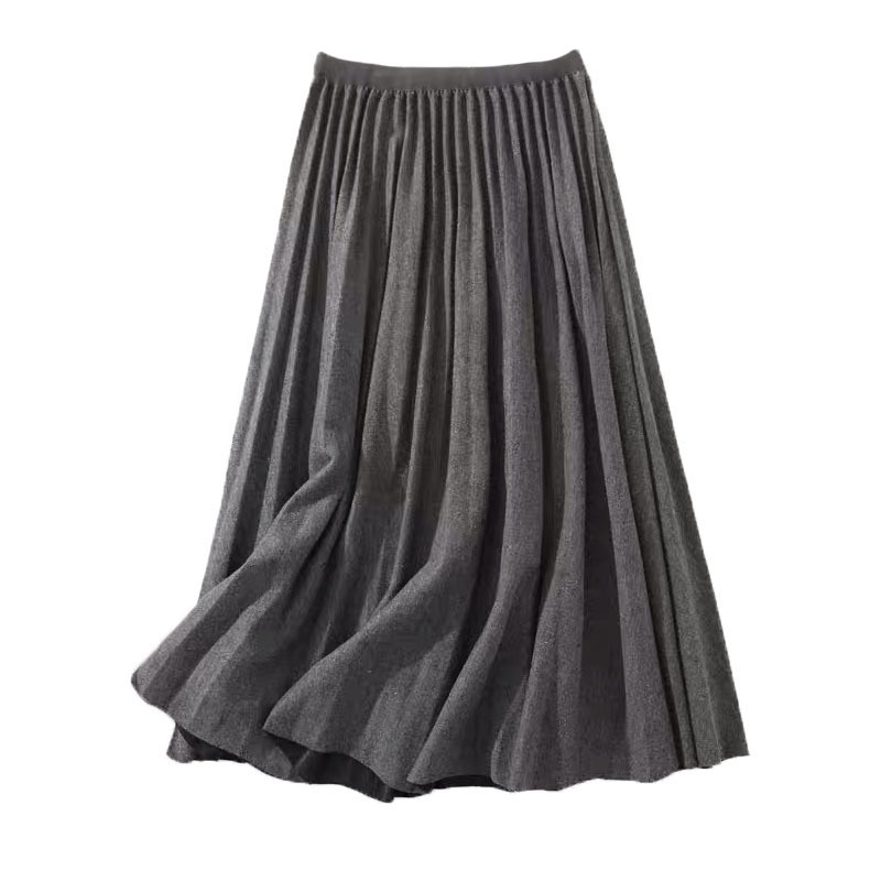 氣質顯瘦高腰中長毛呢A字裙