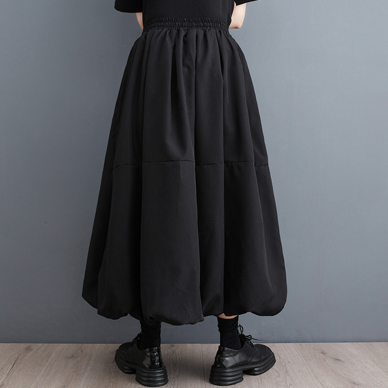 顯瘦純色鬆緊腰蓬蓬裙