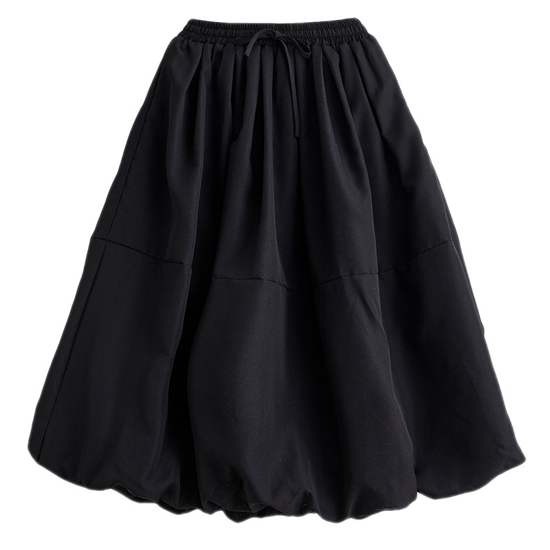 顯瘦純色鬆緊腰蓬蓬裙