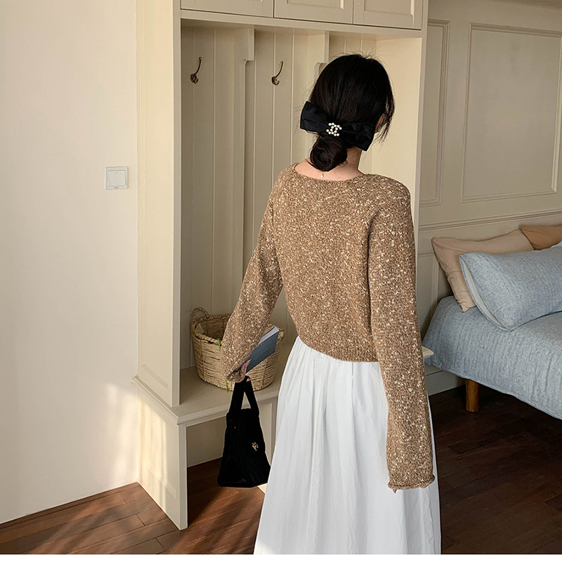 氛圍感星空花紗蝴蝶結針織開衫