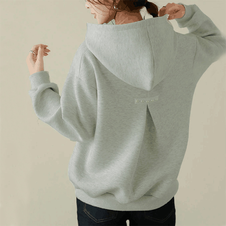 簡約釘珠寬鬆連帽衛衣