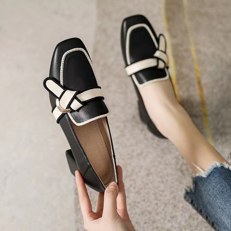 復古百搭英倫高跟小皮鞋