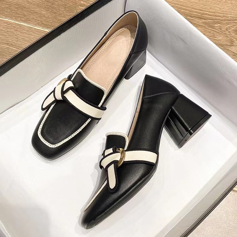 復古百搭英倫高跟小皮鞋