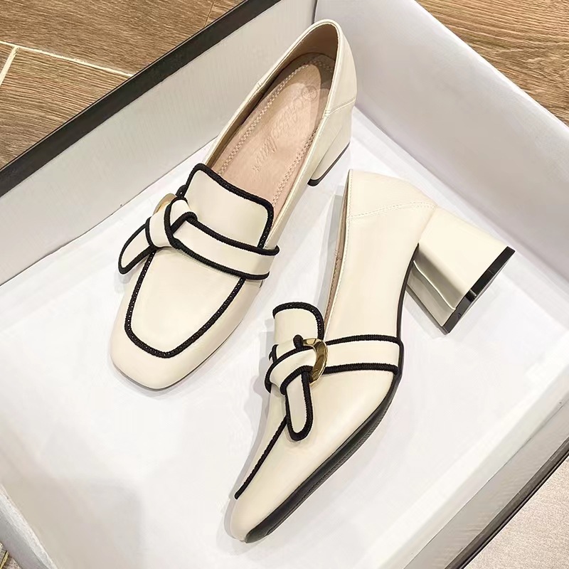 復古百搭英倫高跟小皮鞋