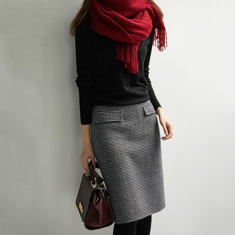 千鳥格半身裙