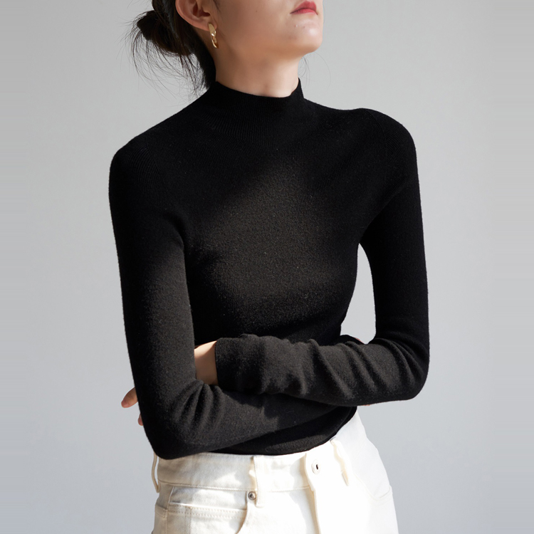 通勤氣質半高領羊毛打底針織衫（5色）