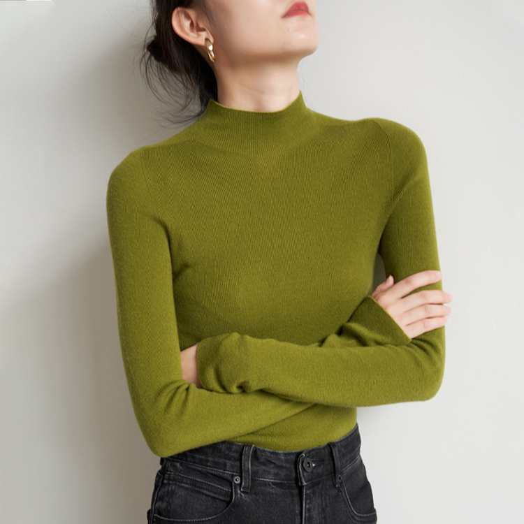 通勤氣質半高領羊毛打底針織衫（5色）