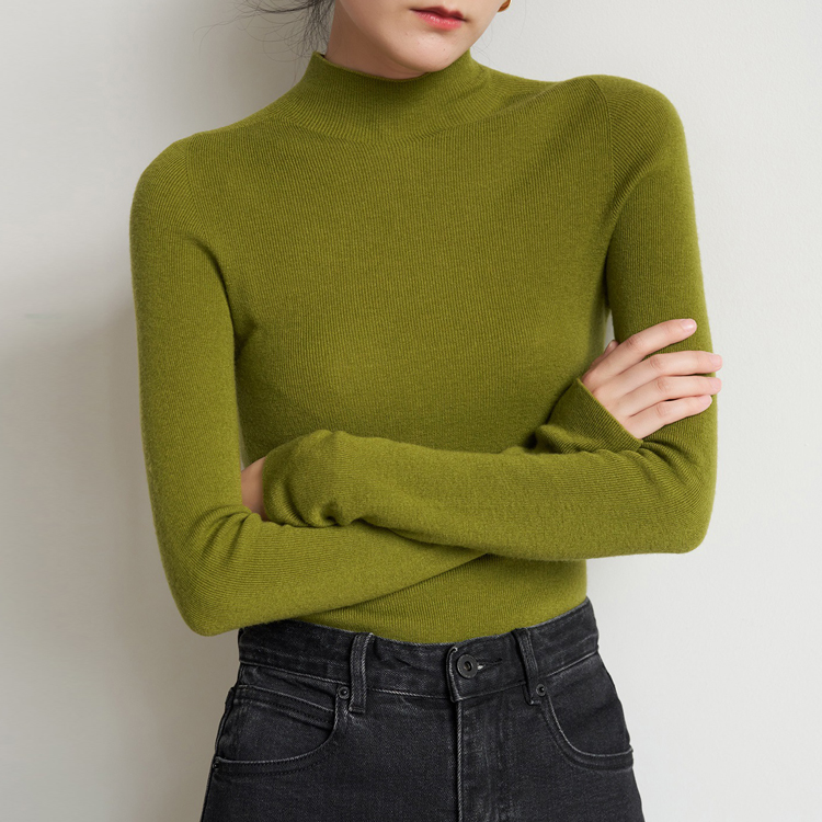 通勤氣質半高領羊毛打底針織衫（5色）