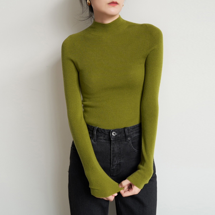 通勤氣質半高領羊毛打底針織衫（5色）
