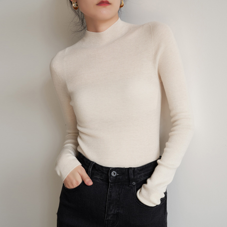 通勤氣質半高領羊毛打底針織衫（5色）