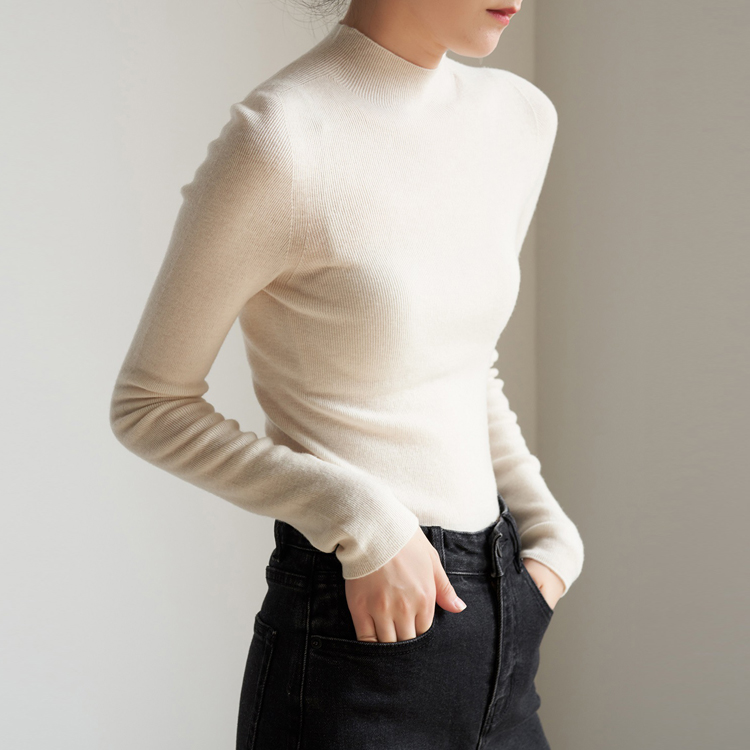 通勤氣質半高領羊毛打底針織衫（5色）