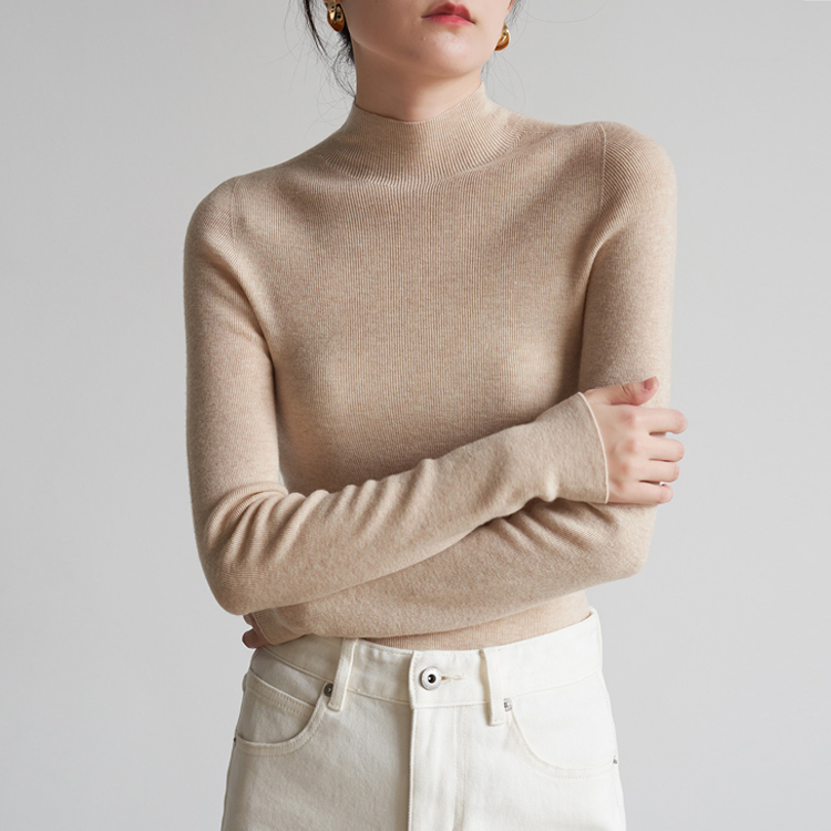 通勤氣質半高領羊毛打底針織衫（5色）