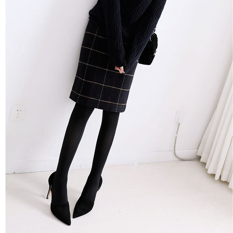 輕熟風格子直筒包臀半身裙