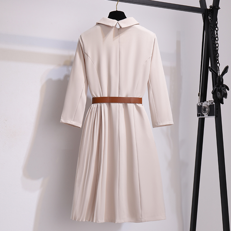 七分袖赫本風西裝領長裙外套