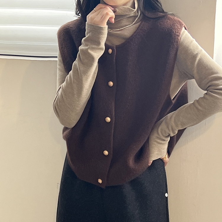 溫柔單排扣針織馬甲（6色）