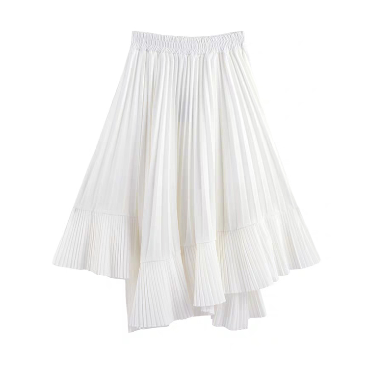 高腰百褶不規則大擺魚尾半身裙（2色）