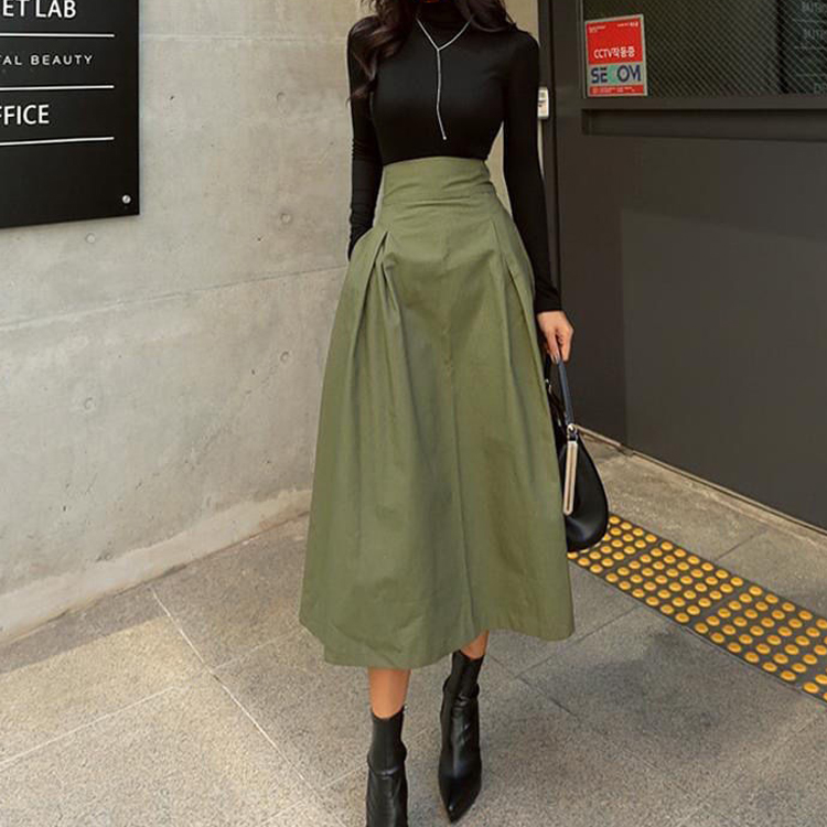 日韓超火蝴蝶結大擺修身半裙（3色）