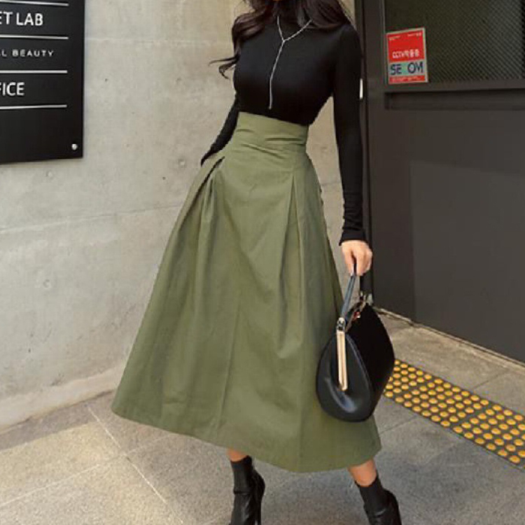 日韓超火蝴蝶結大擺修身半裙（3色）