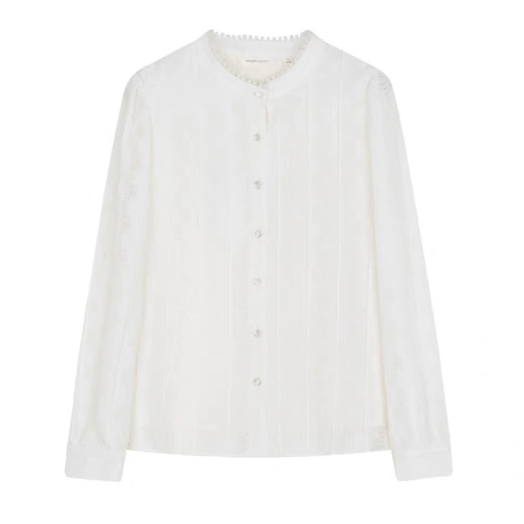 法式優雅泡泡袖鏤空襯衫