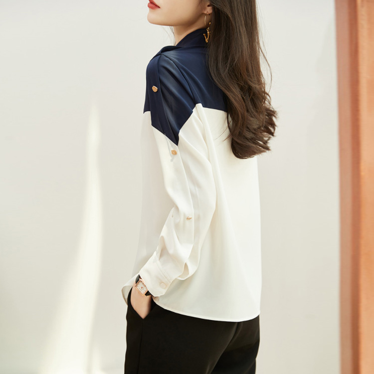 簡約舒適撞色拼接翻領襯衫