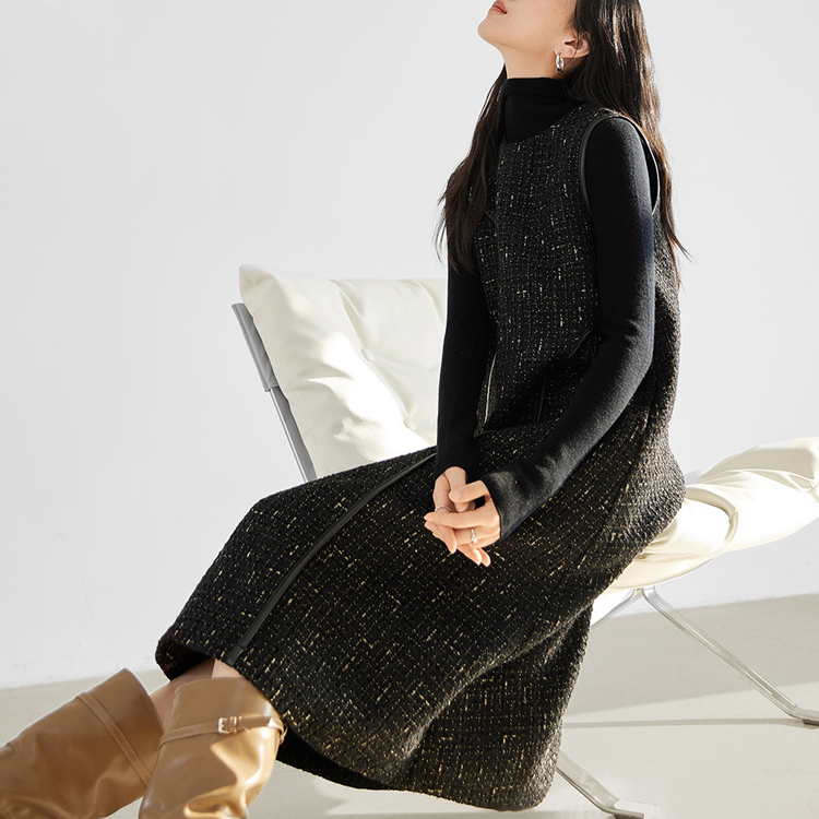 小香風亮絲氣質背心連衣裙