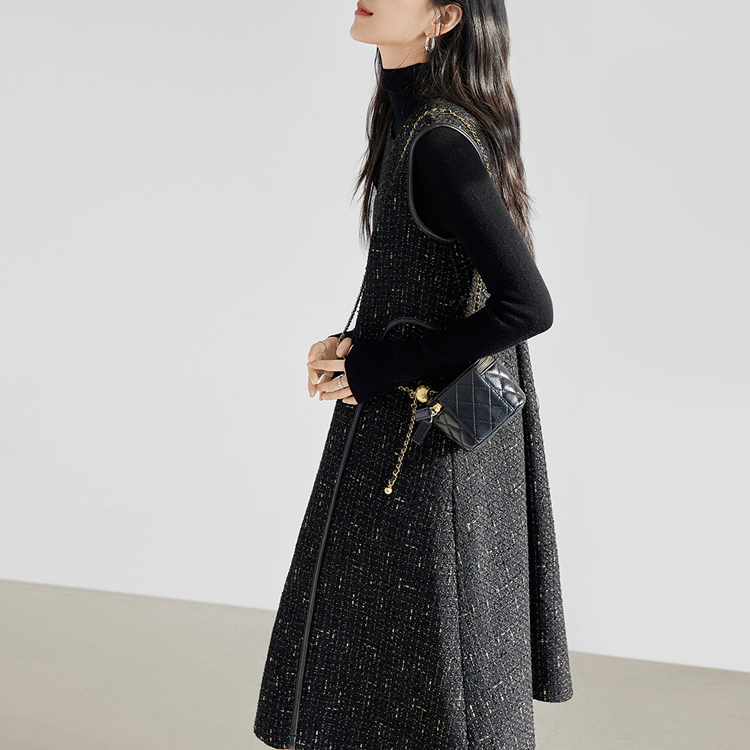 小香風亮絲氣質背心連衣裙