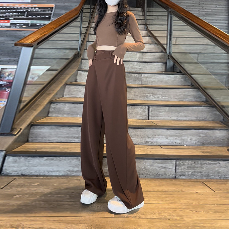 不規則高腰寬鬆西裝闊腿褲（4色）